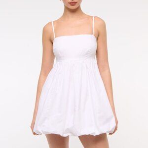 Babydoll Bubble Hem Mini Dress - White (Abercrombie)